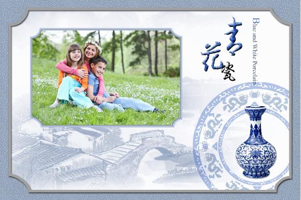 Family photo templates Blue and White Porcelain